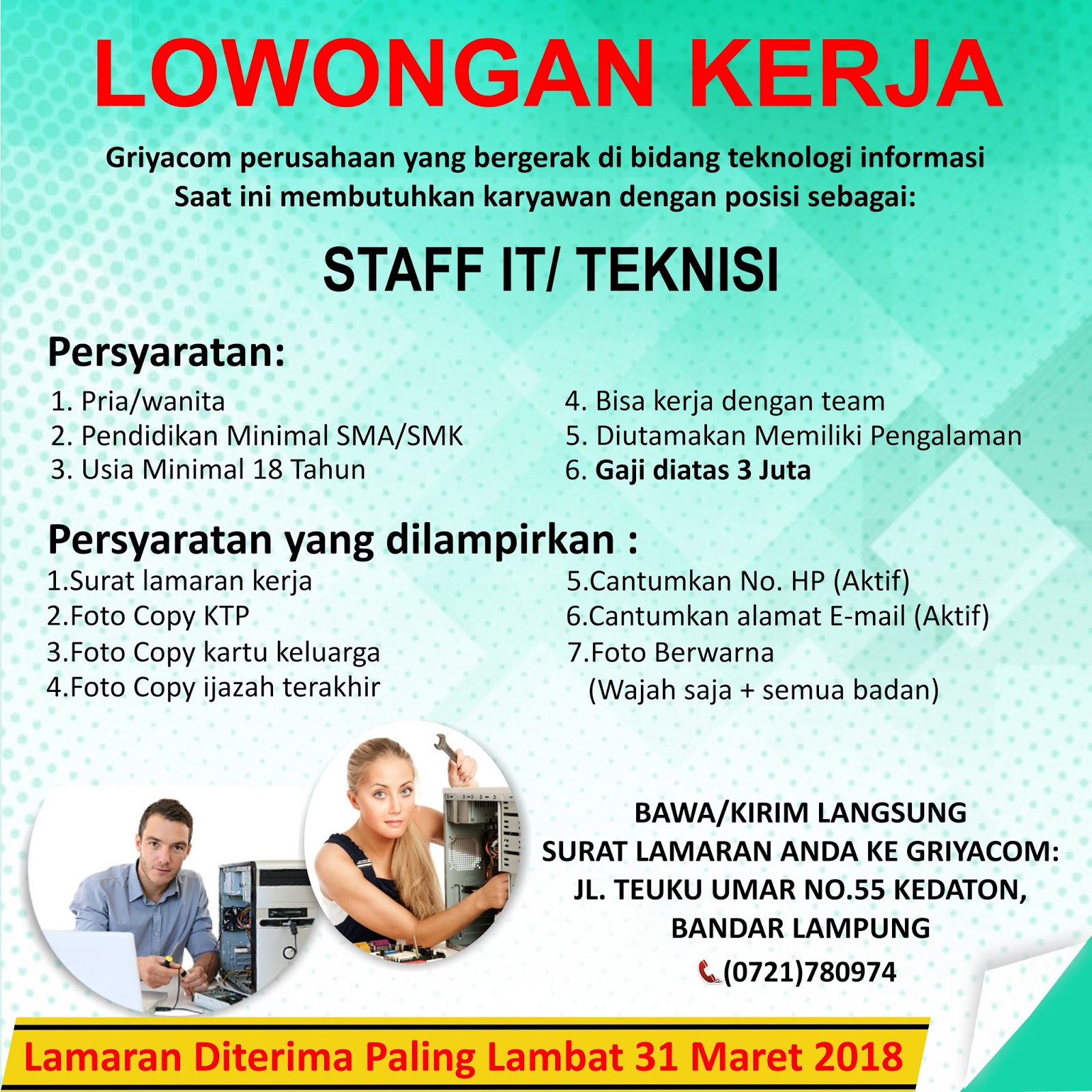 Iklan Lowongan Pekerjaan Staf IT2