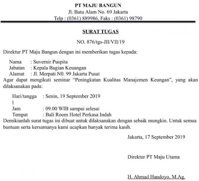 15 Contoh Surat Tugas Resmi Yang Baik dan Terbaru 2021